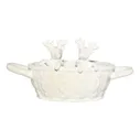 Конфетница Kuchenland Winter deer Олени с ручками керамика белая 21 см