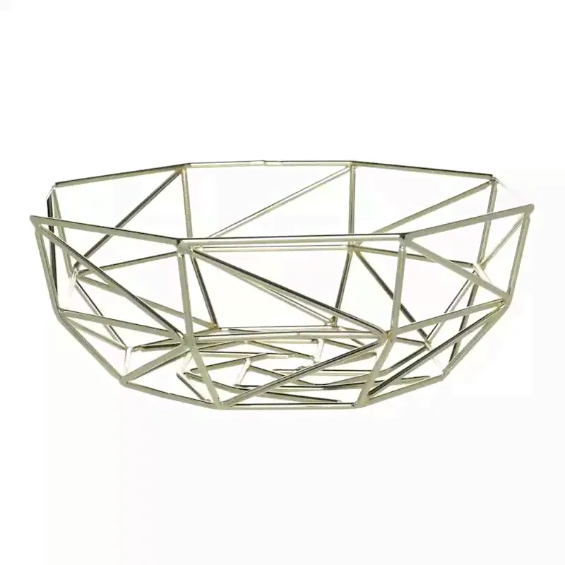 Корзина для фруктов 27 см металл золотистая Twist gold Kuchenland