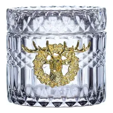 Конфетница Kuchenland Winter deer Олень с венком с крышкой стекло прозрачная 8 х 9 см
