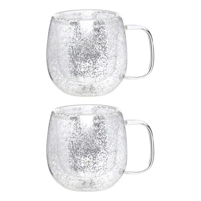 Кружки Kuchenland Air Sparkly с серебристыми блестками 300 мл 2 шт-0