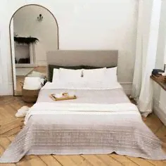 Покрывало, 220х240 см, хлопок/полиэстер, бежево-коричневое, Полоска, Jacquard bed Kuchenland-0