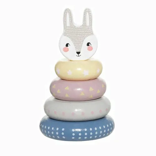 игрушка, 14 см, развивающая, дерево, пирамидка, кролик, kiddy kuchenland-0