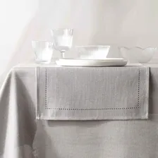 Kuchenland Дорожка настольная, 40х160 см, полиэстер, серебристо-бежевая, Hemstitch